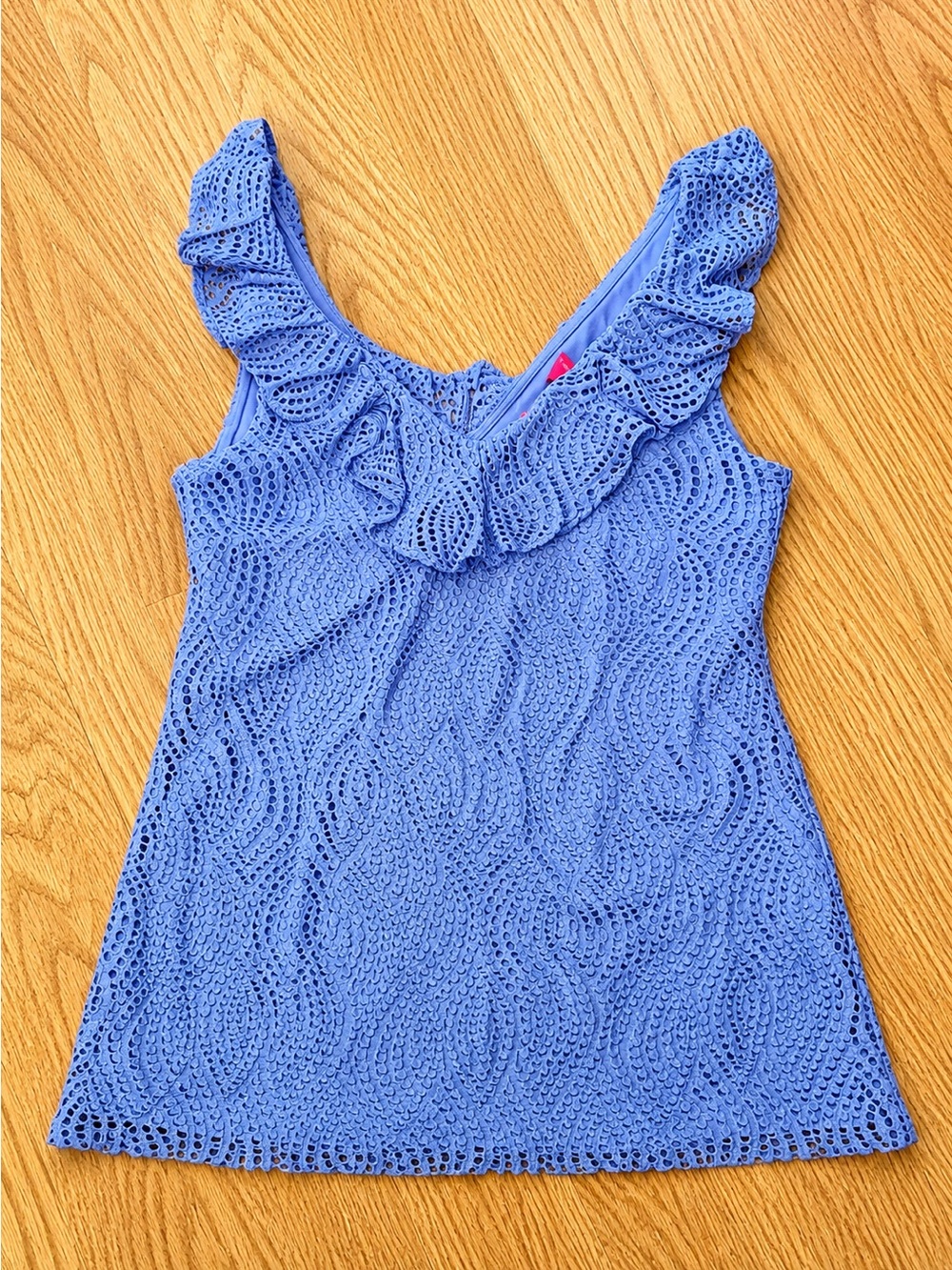 Lilly Pulitzer Periwinkle Crochet Ruffle Tank Top